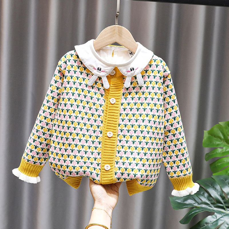 #衣服 #儿童衣服 #打底衫 小中大童女童开衫春秋外套针织单排扣圆领打底衫2023新款一体加绒【包邮】【市场价】 39.90 元【券后价】 29.9 元【下单链接】